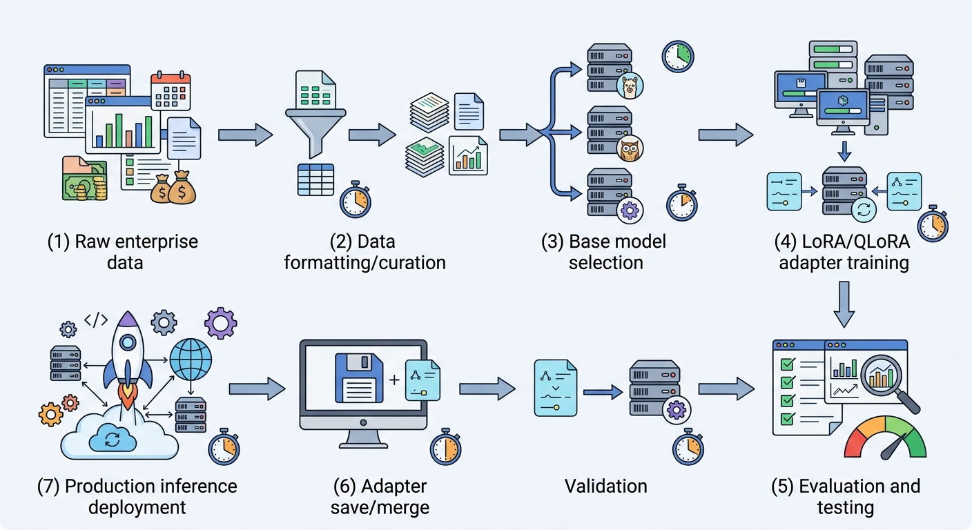 End-to-end fine-tuning pipeline flowchart