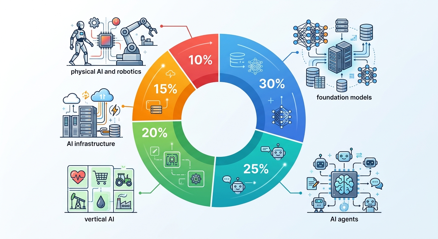 Infographic showing sector breakdown of AI startup funding