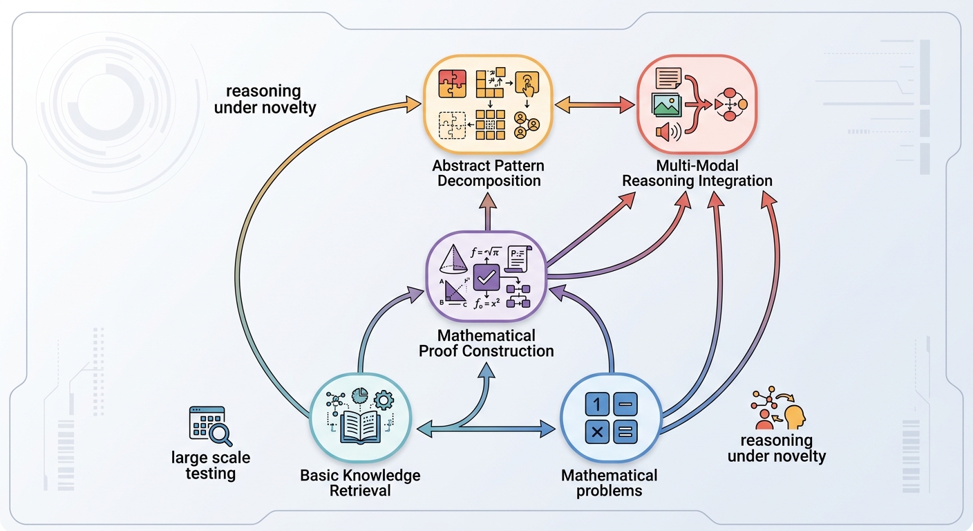 A taxonomy diagram showing the hierarchy of reasoning benchmark categories