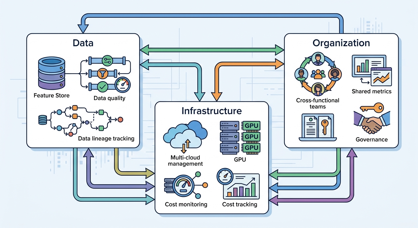 Three pillars of enterprise AI scaling diagram