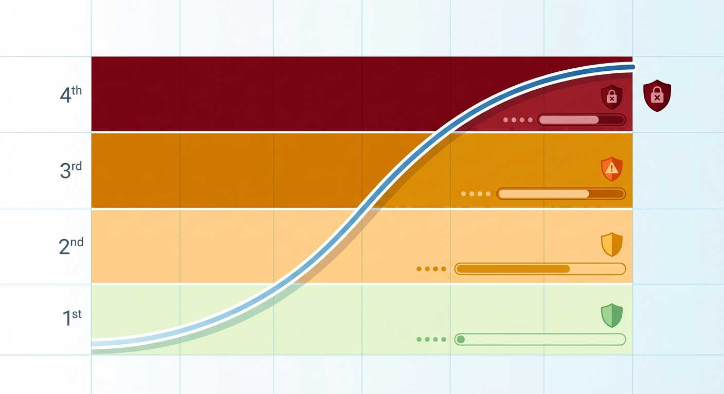 AI risk-tier matrix showing control intensity rising from minimal to prohibited tiers