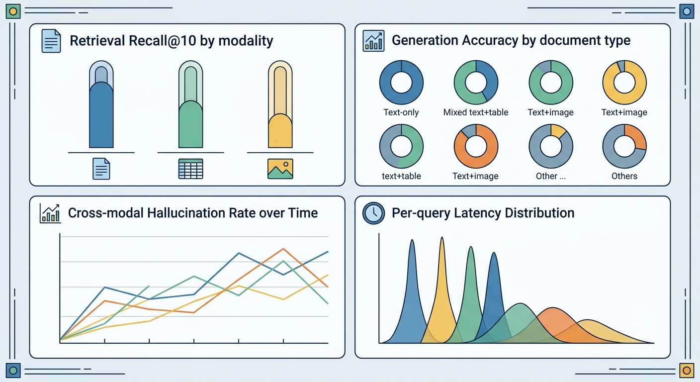 Multimodal RAG evaluation dashboard mockup