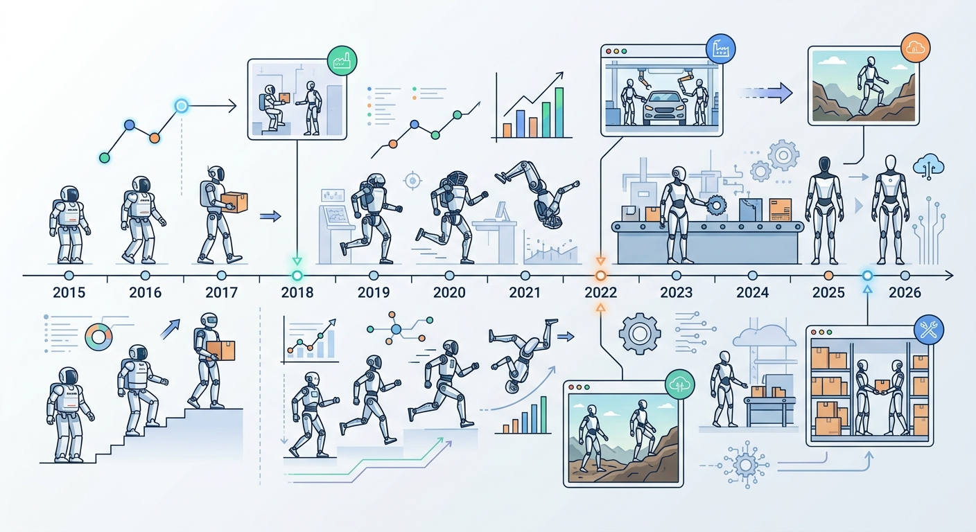 Humanoid robot milestones timeline 2015 to 2026