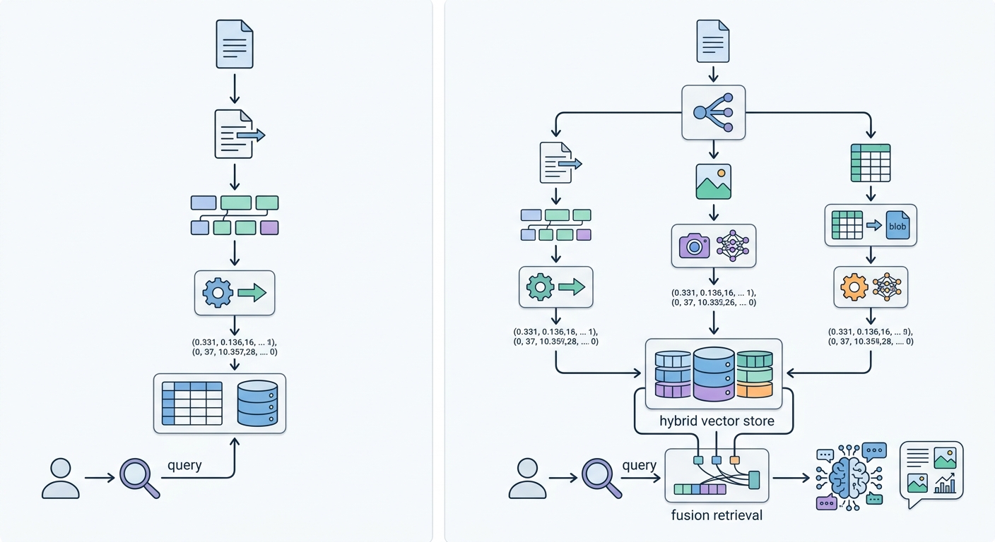 Text-only vs multimodal RAG architecture comparison