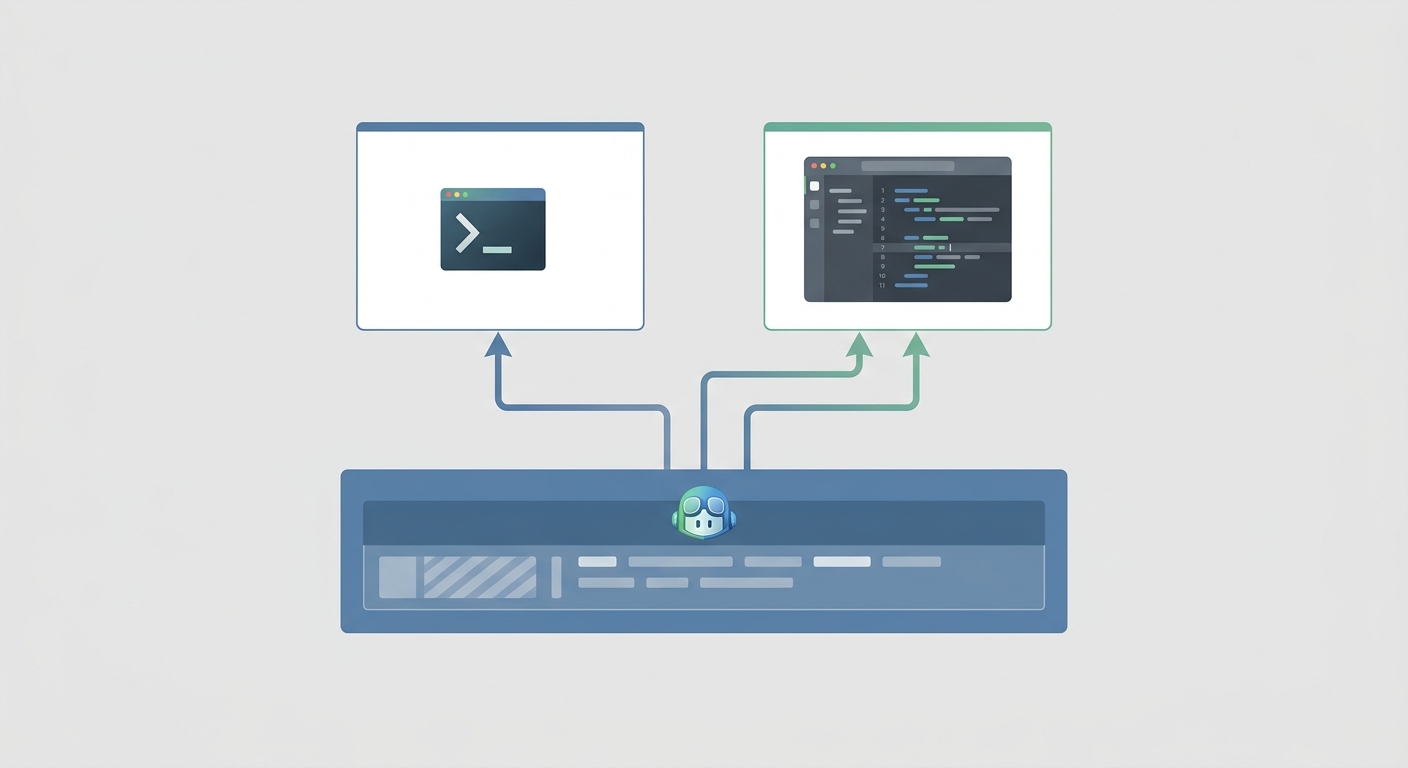 Two-layer enterprise stack: GitHub Copilot as baseline autocomplete layer, with Claude Code and Cursor as high-leverage layer for complex development tasks