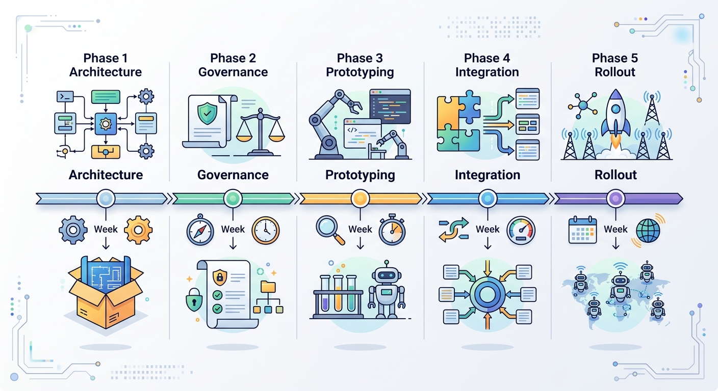 Multi-agent deployment 5-phase timeline