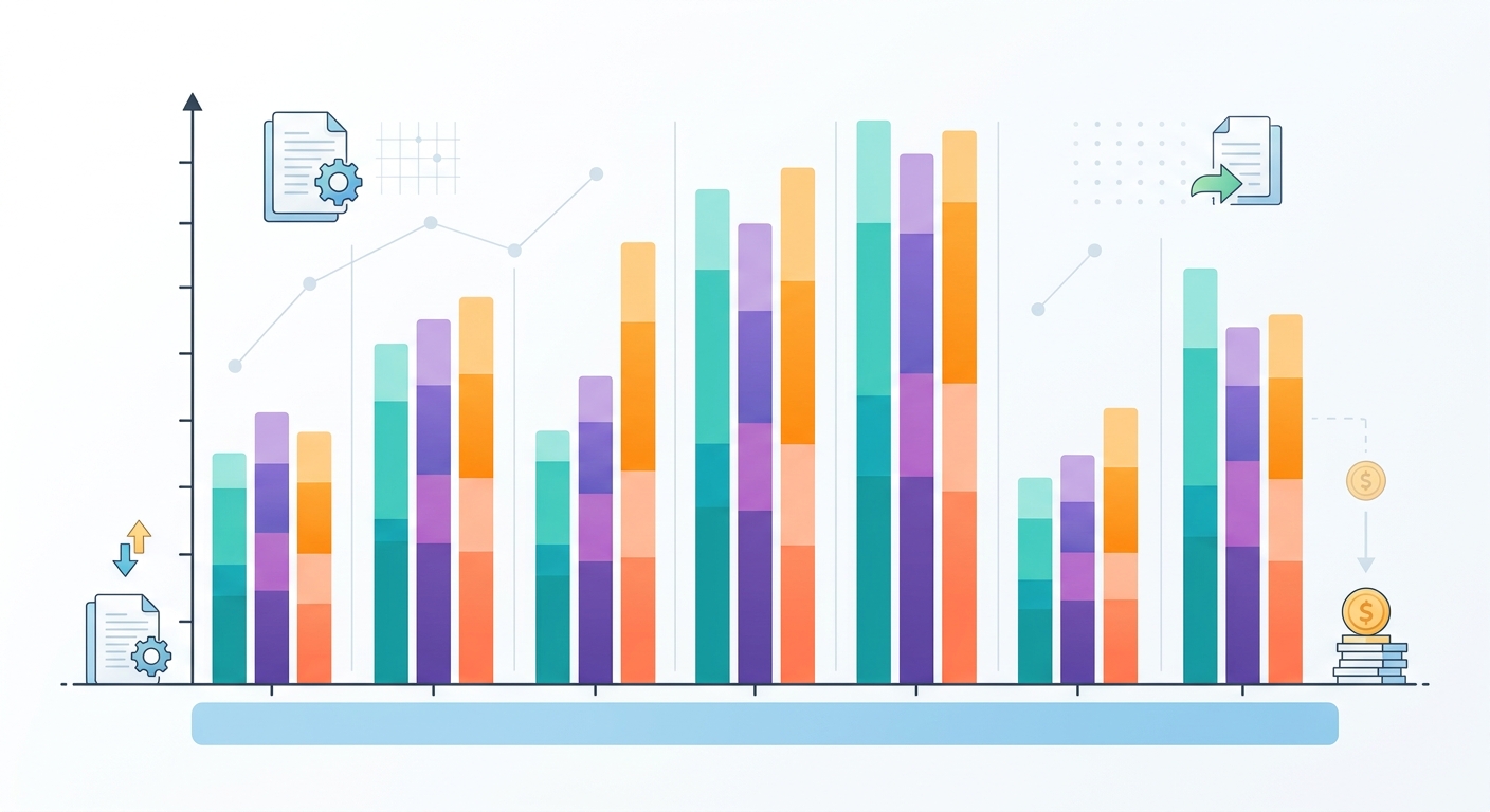 Bar chart comparing cost per 1,000 documents across the three models, broken down by document type