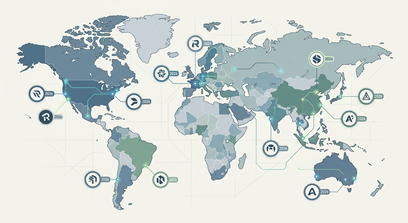 World map of commercial humanoid robot deployments 2026