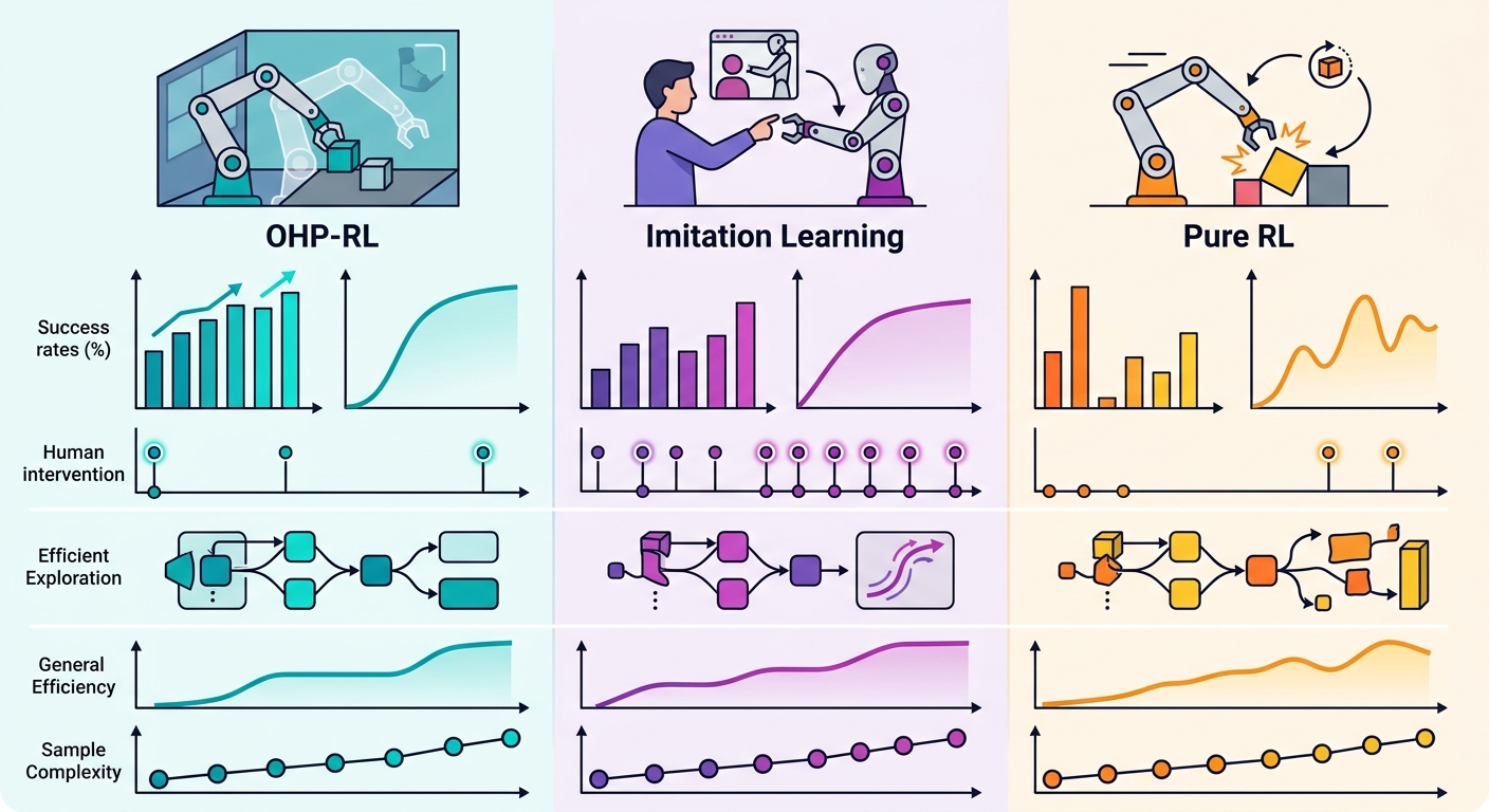 Illustration 3: OHP-RL vs imitation learning vs pure RL comparison